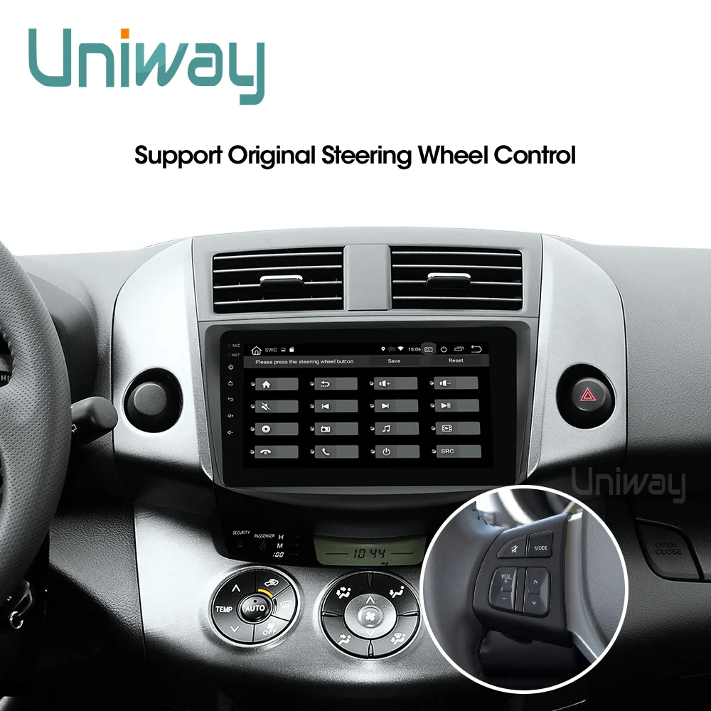 Discount Uniway ARAV48071 android 9.0 car dvd for Toyota RAV4 2007 2008 2009 2010 2011 car radio gps navigation with steering wheel 5