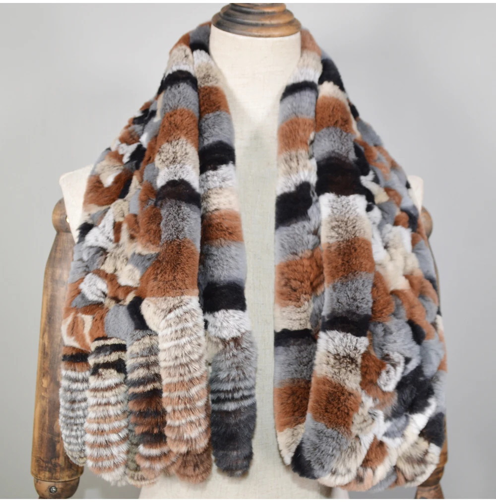 Длинный стильный женский зимний настоящий шарф из меха кролика рекс натуральный шарф из меха кролика рекс s брендовый вязаный шарф из меха кролика рекс