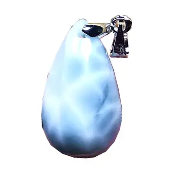 

Top Natural Blue Larimar Pendant For Woman Man Crystal 22x12x9mm Beads Silver Water Drop Dominica Water Pattern Gemstone AAAAA