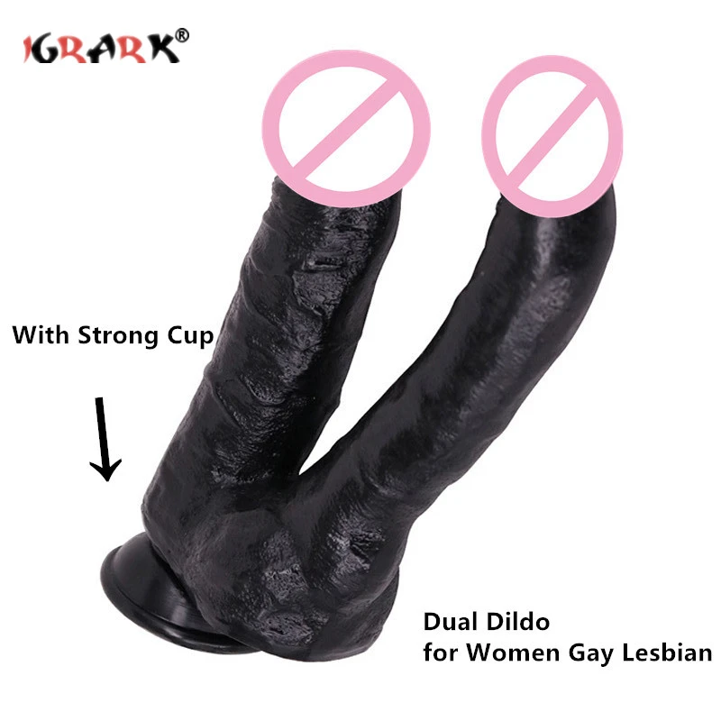 Double Headed Big Long Dildo Anal Penis Vaginal Dual Ended Cock Strong Cup Sex Toys For Women Gay Lesbian Masturbator - Dildos