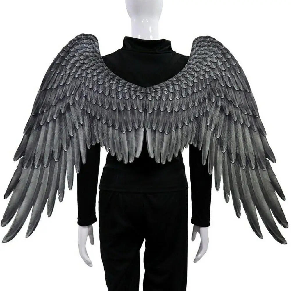 Высокое качество ПУ пена мягкая Engelenvleugels взрослых женщин косплей костюм черный и белый Asas De Anjo Alas De Angel Wings