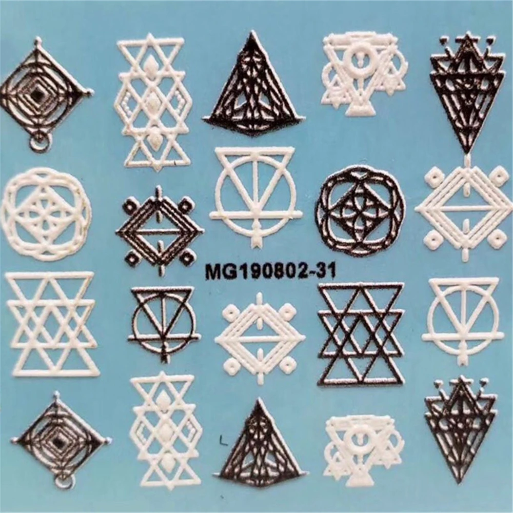 Hot Sale 3D New Acrylic Engraved Nail Sticker black line WHITE PINK FLOWER design Water Decals Empaistic Nail Water Slide Decals (16)