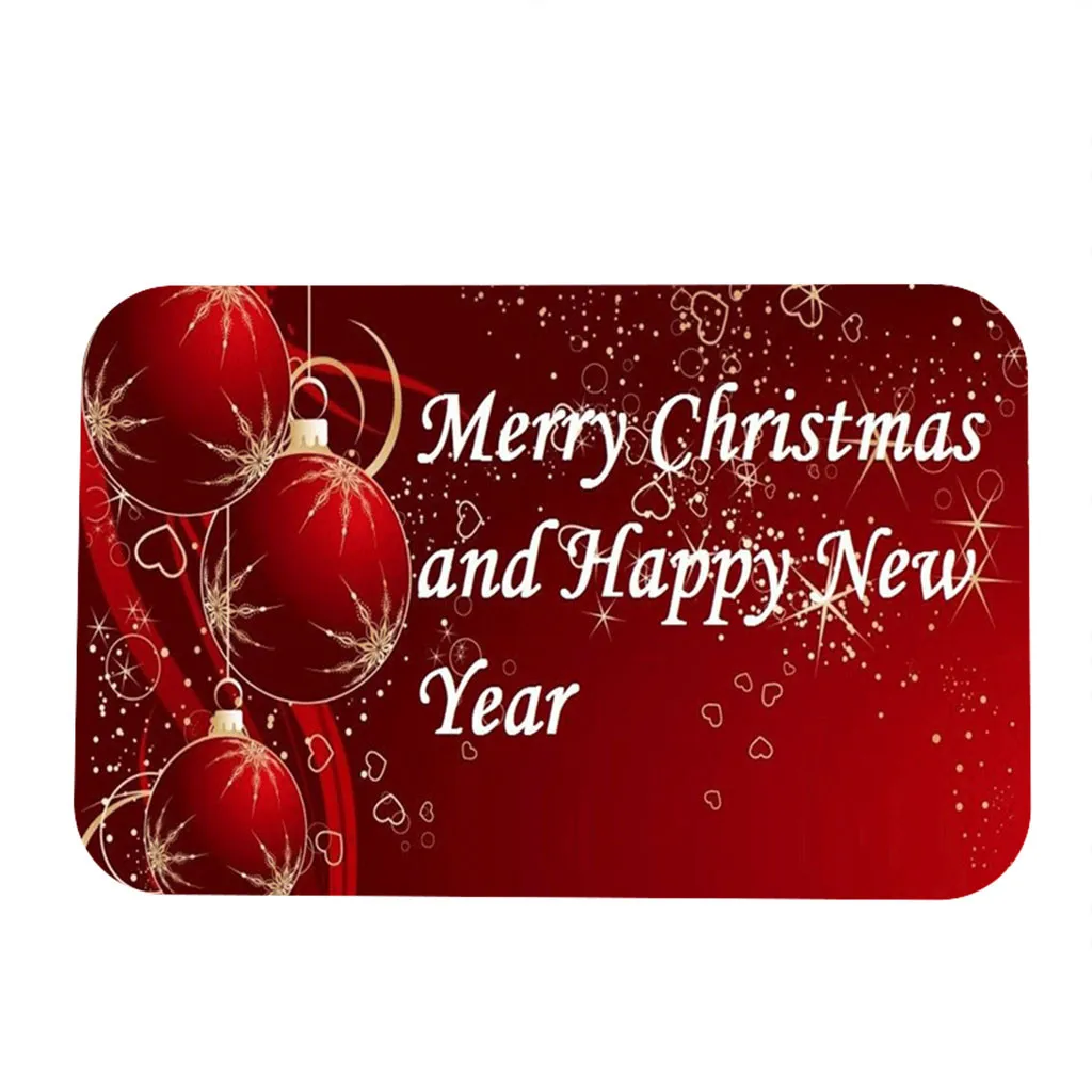 Счастливого Рождества Снежинка Рождественский шар красный фланелевый нескользящий ковер 40x60 см с Рождеством год украшения - Цвет: O