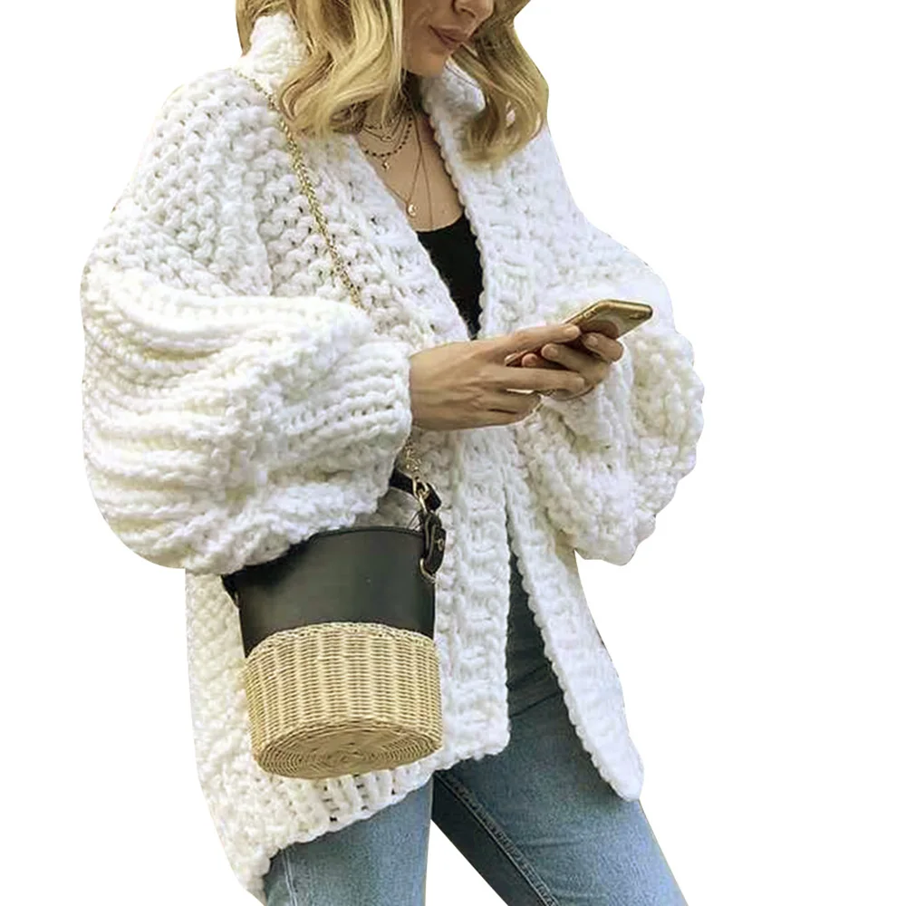 Best Price Women's Cardigan Sweaters Lantern Sleeve Solid Color Knitted Open Front Cardiga 2019 Winter Women Sweater Knitte Best Price Women's Cardigan Sweaters Lantern Sleeve Solid Color Knitted Open Front Cardiga 2019 Winter Women Sweater Knitte