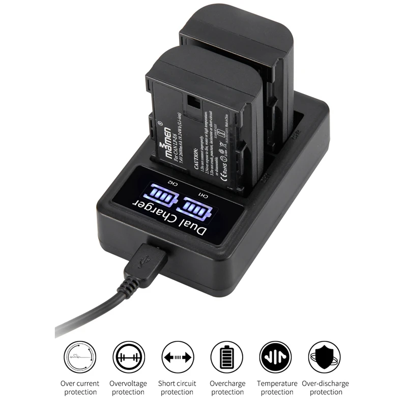 Mamen 2600MAh LP E6 LPE6 батарея для цифровой камеры + USB lcd двойное зарядное устройство Canon