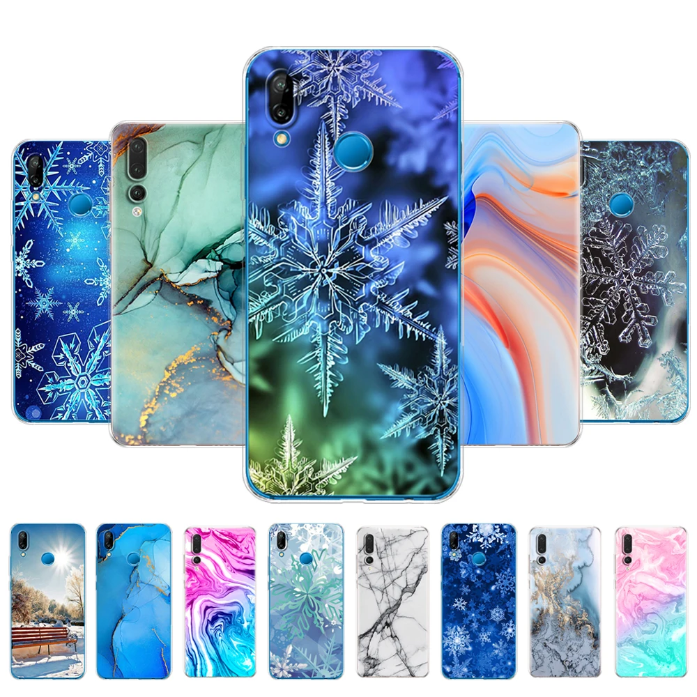 Per Huawei P20 Lite 5.84 "Custodia Per Huawei P20 Pro Custodia Morbida In Silicone Tpu Per Huawei P20 Marmo Snow Flake Inverno Natale