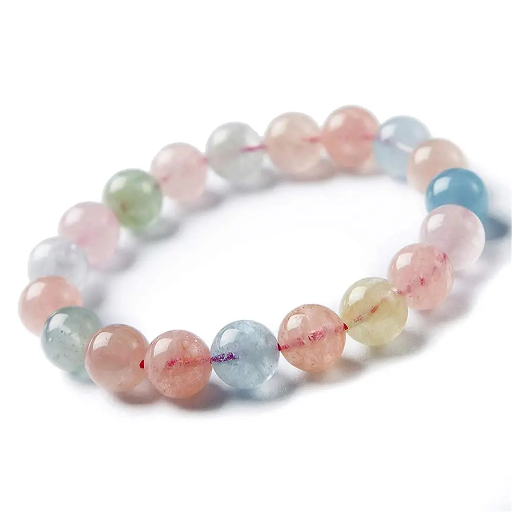 

10mm Natural Colorful Morganite Beryl Bracelet For Women Men Gift Energy Beads Stone Beauty Gemstone Jewelry Strands AAAAA