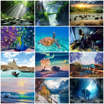 

HUACAN Painting By Numbers Scenery DIY Wall Art Picture Acrylic Canvas Painting For Wedding Decoration Gift