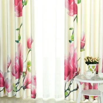 

Pastoral Large Flower Curtains Digital Printing Finished Curtains Bedroom Study Living Room Blackout Curtain Fabric