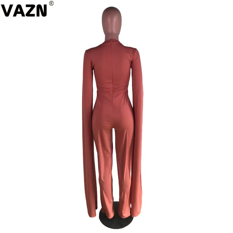 VAZN GBS11018 Топ дизайн Осень сексуальный женский оранжевый комбинезон длинный полный vent рукав молния Летающий комбинезон high street комбинезоны