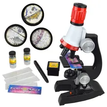 100X 400X 1200X светодиодный свет детская игрушка Монокуляр пластиковый Биологический микроскоп детский подарок на день рождения