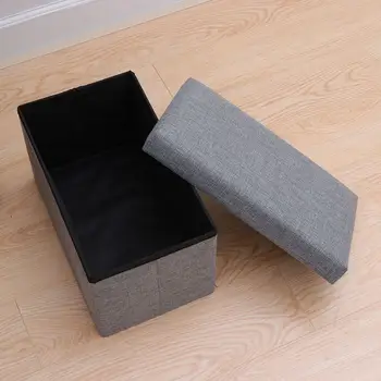 

Foldable Storage Ottoman With Top Folding Toy Chest Storage Box Linen Fabric Ottomans Bench Foot Rest For Bedroom Living Room (G