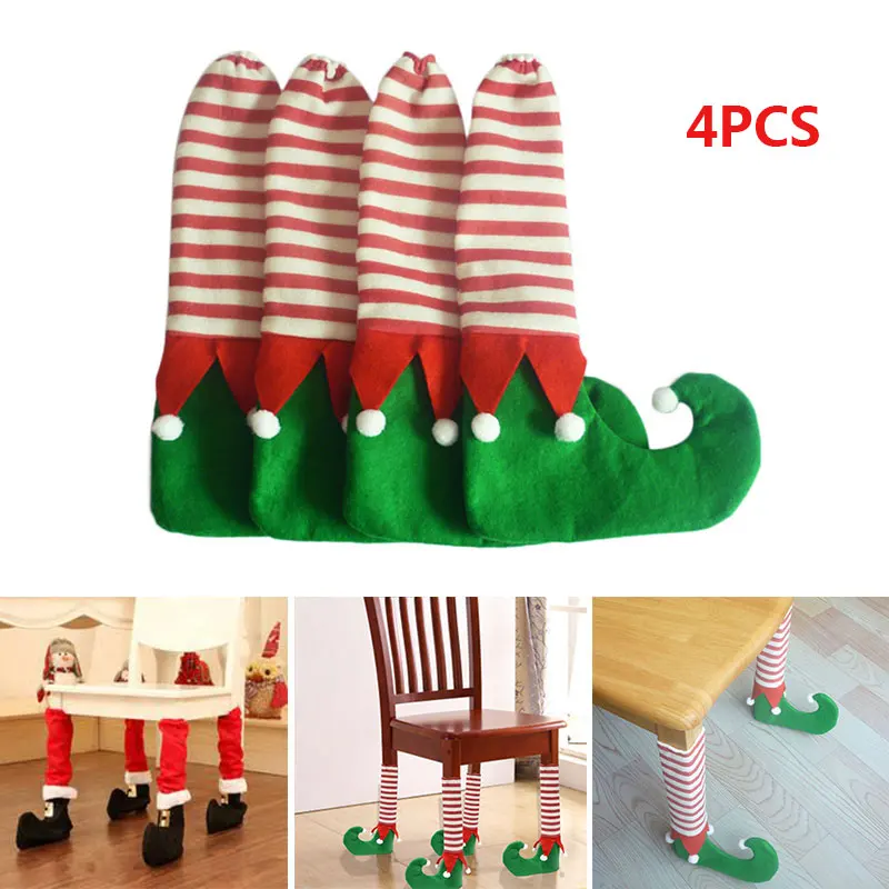 

4PCS Christmas Chair Table Leg Foot Socks Prevent Scraping Decorations Gift