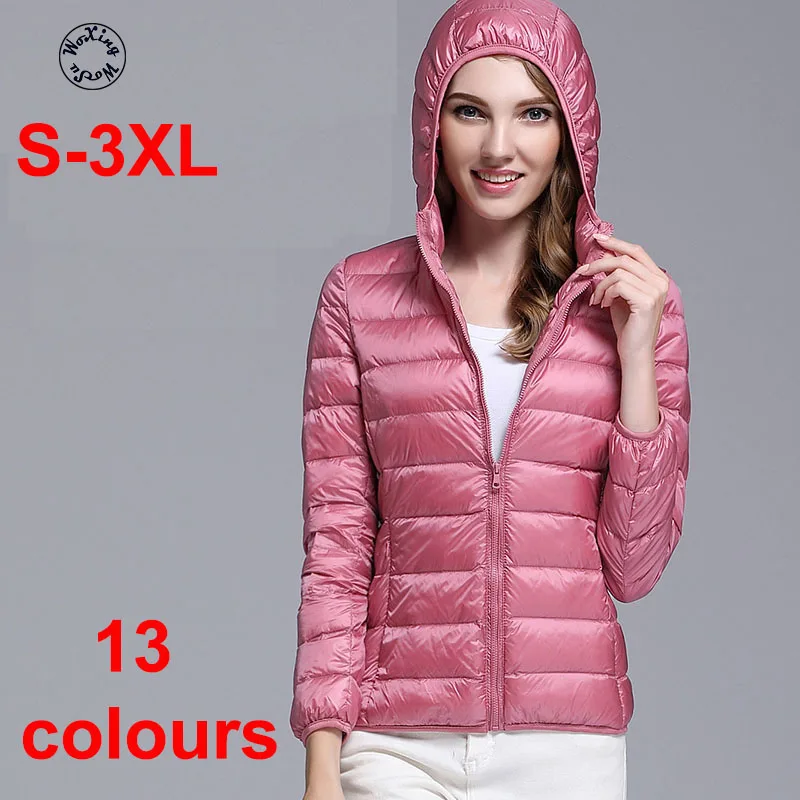 

Woxingwosu lightweight down coat hooded jacket short Korean slim fit large down jacket S to 2XL