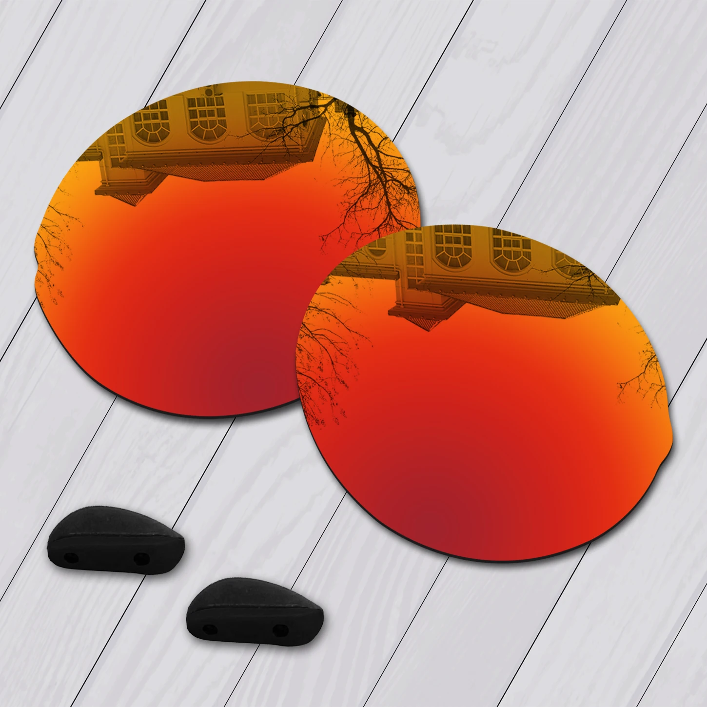 Fire Red E.O.S поляризованные улучшенные Сменные линзы и черные носовые упоры для солнцезащитных очков Oakley Madman OO6019-несколько вариантов - Цвет линз: Fire Red