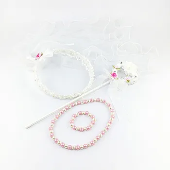 

Flower Girl Veils Garland Fairy Stick Wand Necklace Communion Fairy's Accessory Birthday Wedding Supply Christmas