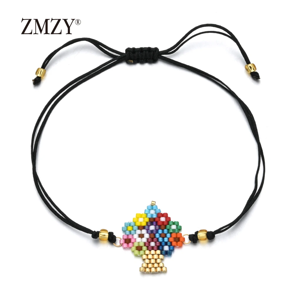 SL054 ZMZY DIY модный милый этнический многослойный браслет Miyuki с бусинами Boho эффектные Цветочные браслеты для женщин ювелирный подарок - Окраска металла: SL054
