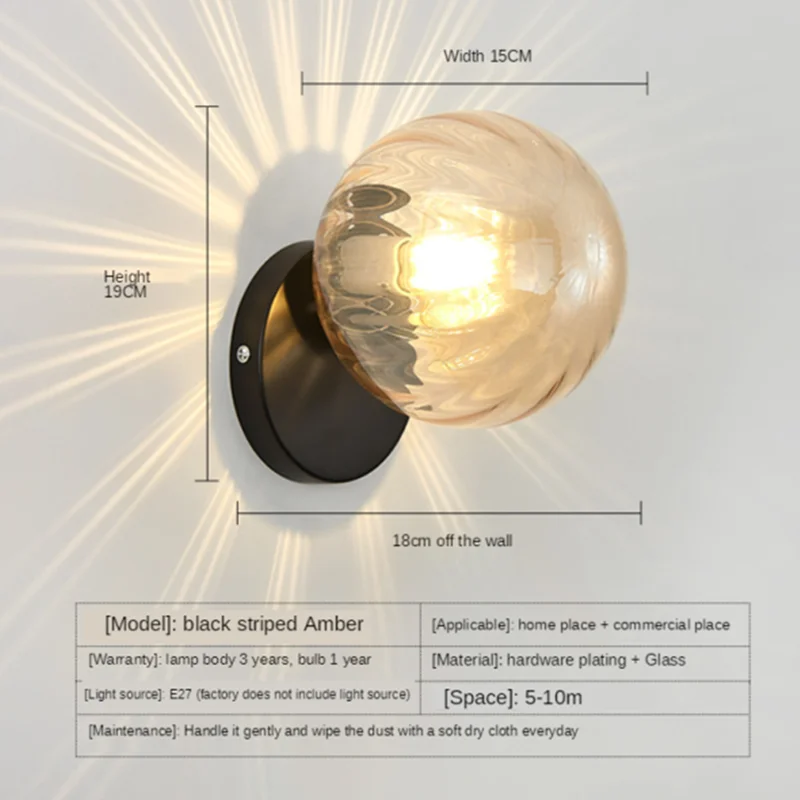 wireless wall lights Modern LED E27 creative glass ball 5W/10W wall lamp Nordic bedroom head wall lamp creative corridor interior wall lamp kitchen wall lights