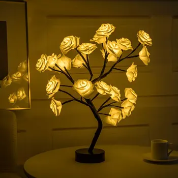 

LED Rose Flower Tree Lamp Shape Battery Powered Decorative Table Lights Parties Xmas Wedding