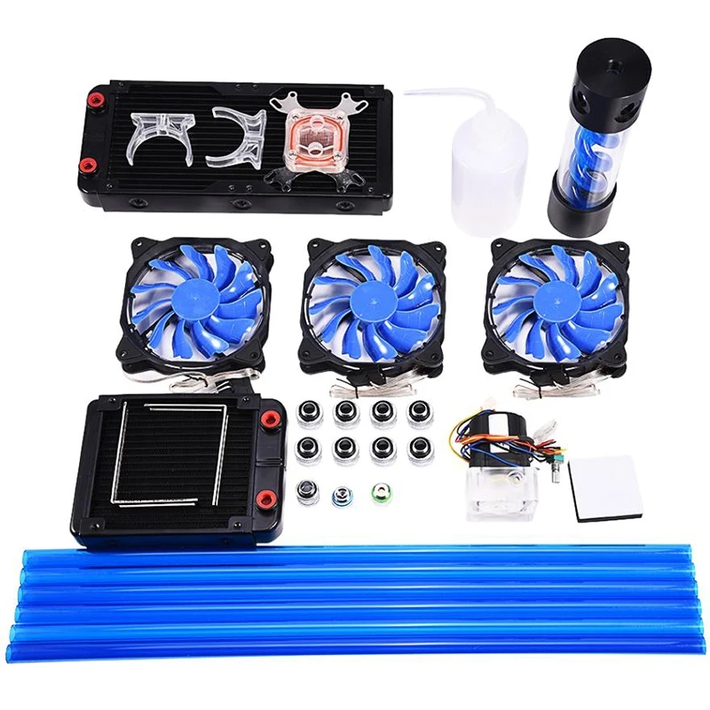 

Diy 120/240Mm Heat Sink Cpu Water Block Pump Reservoir Led Fan Computer Heat Sinks Water Cooling Kit