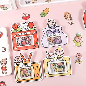 

40 pcs/lot Cute Cartoon Girl Diary Journal Stickers Paper Kawaii Decorative Scrapbooking Sticker Korean Stationery Supplies