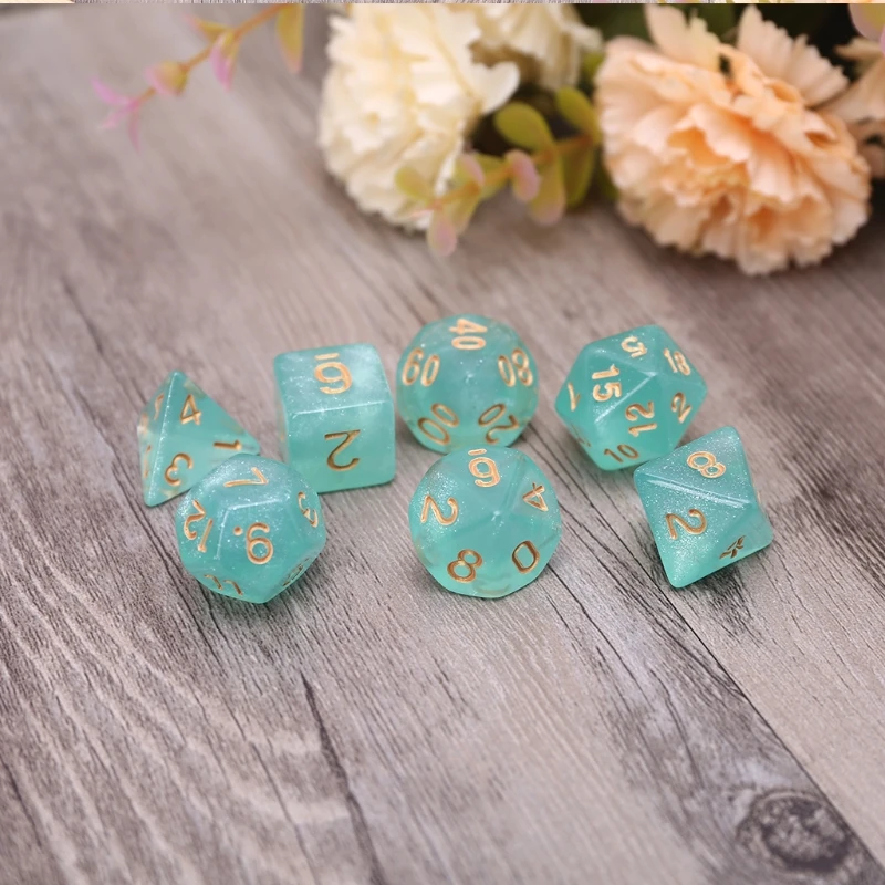 Game Dice Dice Set Acrylic Dice 7pcs D20 Acrylic Polyhedral Glitter Double Colors 20 Sided Dices Table Board Playing Game for Bar Pub Club Party