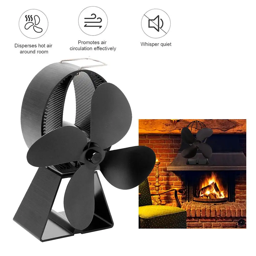 Fireplace Fan Heat Powered Stove Fan Wood Burner Eco Friendly Quiet Fan Home Efficient Heat Distribution Winter Supplies