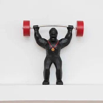 Statue de Gorille Musculation Noir