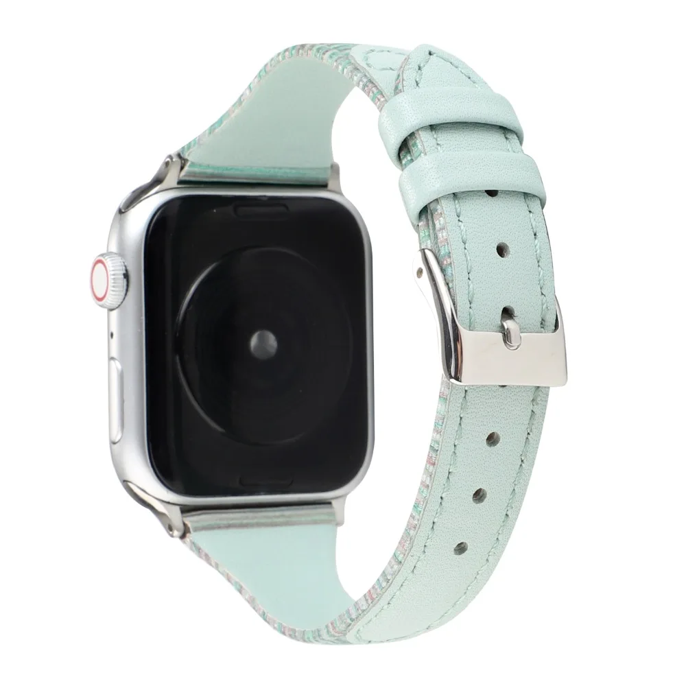 Модный тонкий кожаный ремешок, совместимый с Apple watch, 38 мм, 40 мм, ремешок из натуральной кожи, сменный Браслет для iwatch