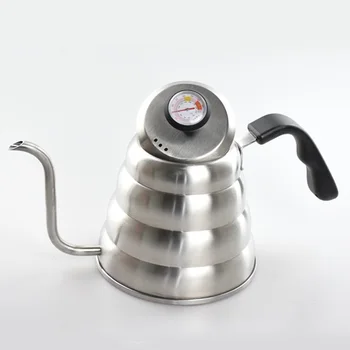 

1.2L Stainless Steel Pour Over Coffee Pot Kettle with Thermometer for Home Office Apartment