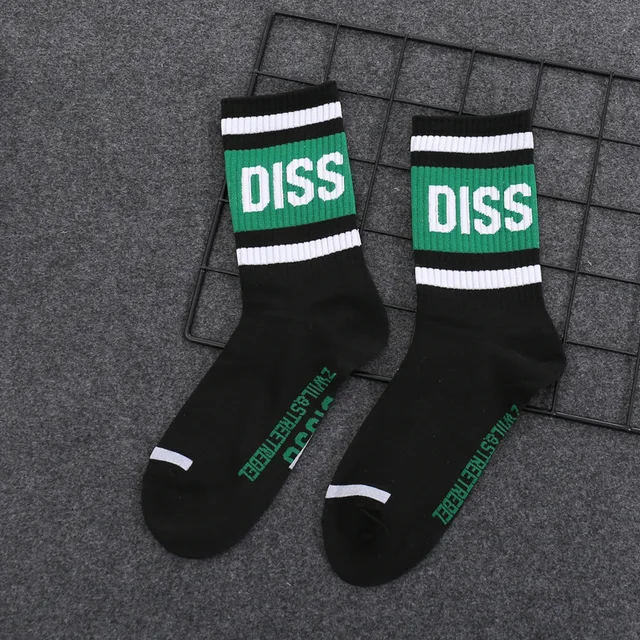 2 Pairs Trendy Socks Men Street Hip-Hop Style Middle Tube Socks Breathable Skateboard Sports Long Tube Basketball Socks N20001-2P-heilv