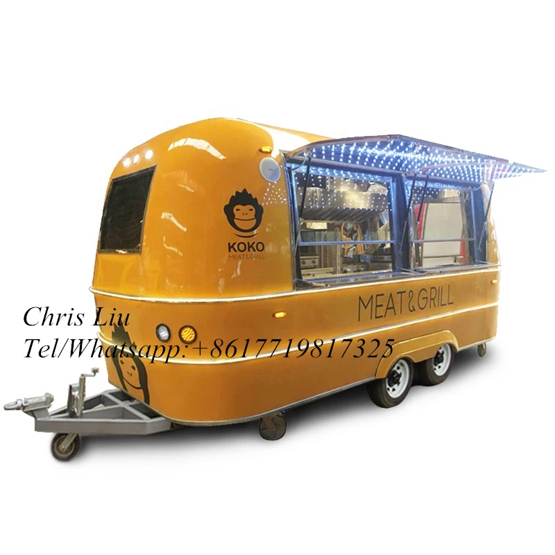 Best Selling Bbq Burger Coffee Food Trailer Airstream Stainless Steel