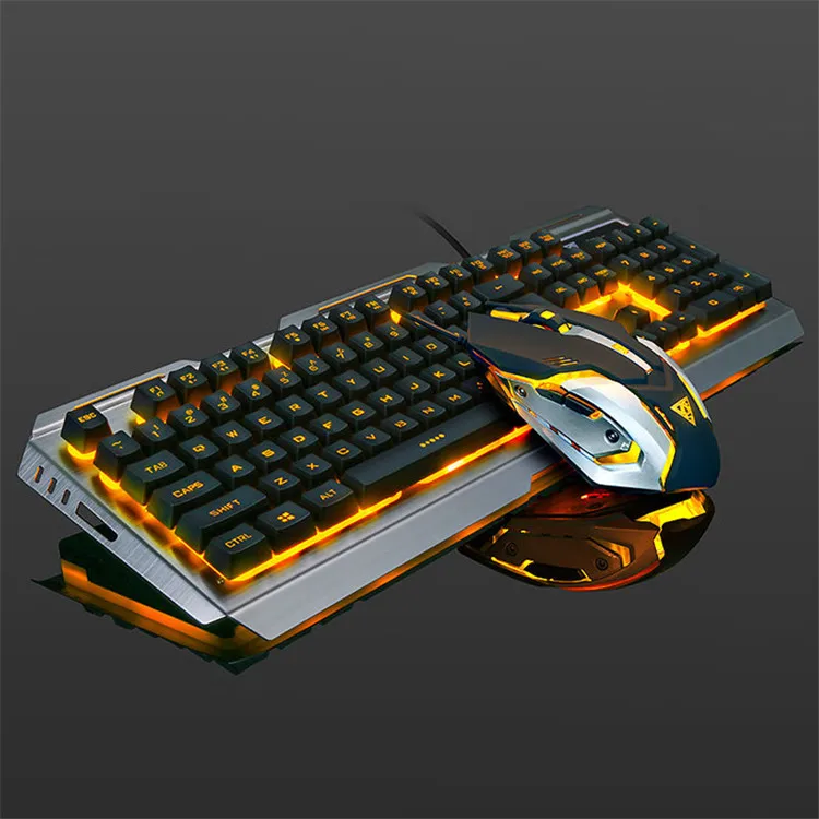 

Mechanical Keyboard USB Wired Ergonomic Backlit Mechanical Feel Gaming Keyboard and Mouse Set with Aluminium Alloy Panel