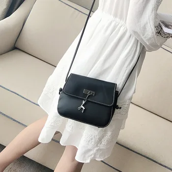 

Fawn Pendant Design Small Bags Mini Flap Bags PU Leather For Women Bags Korea Fashion Ladies Chain Shoulder Crossbody Bag Bolsos