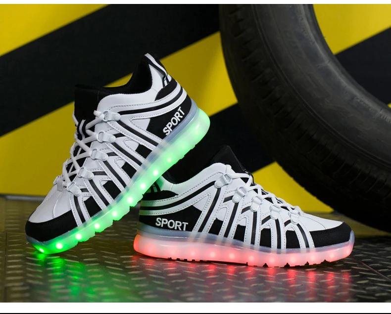 Size 35-44 Mens & Womens Luminous Sneakers with Light Up sole USB Charging Glowing LED Shoes for Children Sneakers With Lights