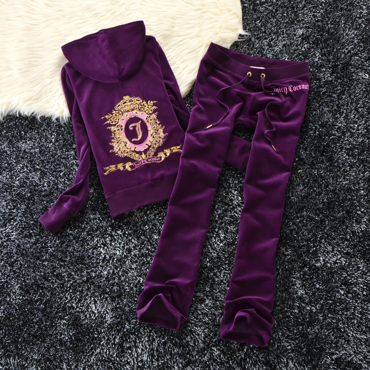19 Years Spring And Autumn Hot Selling Embroidered Scattered Leg Fashion WOMEN'S Suit Hot Drilling Velvet Casual WOMEN'S Suit