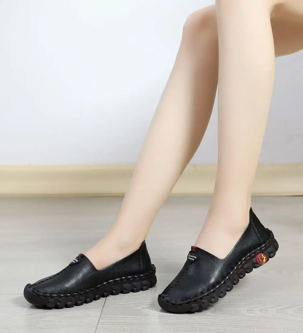 Designer Oxford Platform Shoes for Women Cozy Leather Loafers Female Precision Stitching Slip On Mules Moccasin Woman Sneakers