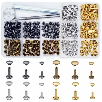 

Leather Rivets Kit, 360 Sets Double Cap Brass Rivets Leather Studs,4 Colors