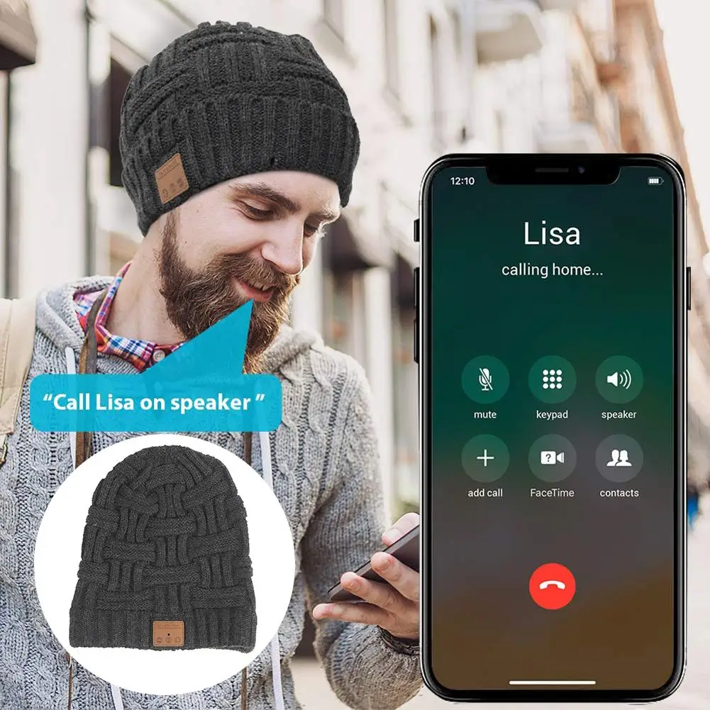 

Upgraded Bluetooth 5.0 Beanie Wireless Headphone Beanie Music Hat Built-in HD Stereo Speaker For Winter Fitness Sports Warm Keep