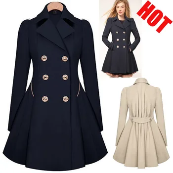 

Autumn and Winter Medium-long Coat Women Slim A-line Waterfall Trench Coat for Women Plus Size Windbreaker