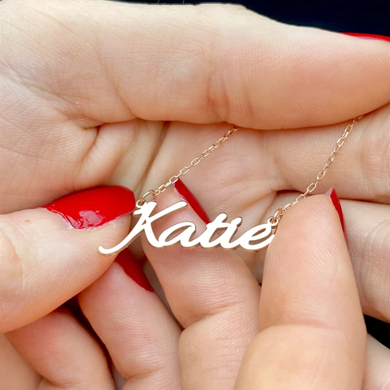 

Custom Name Necklace Stainless Steel Personalized Pretty Font Nameplate Choker Necklaces For Women Daily Wearing Jewelry Letter