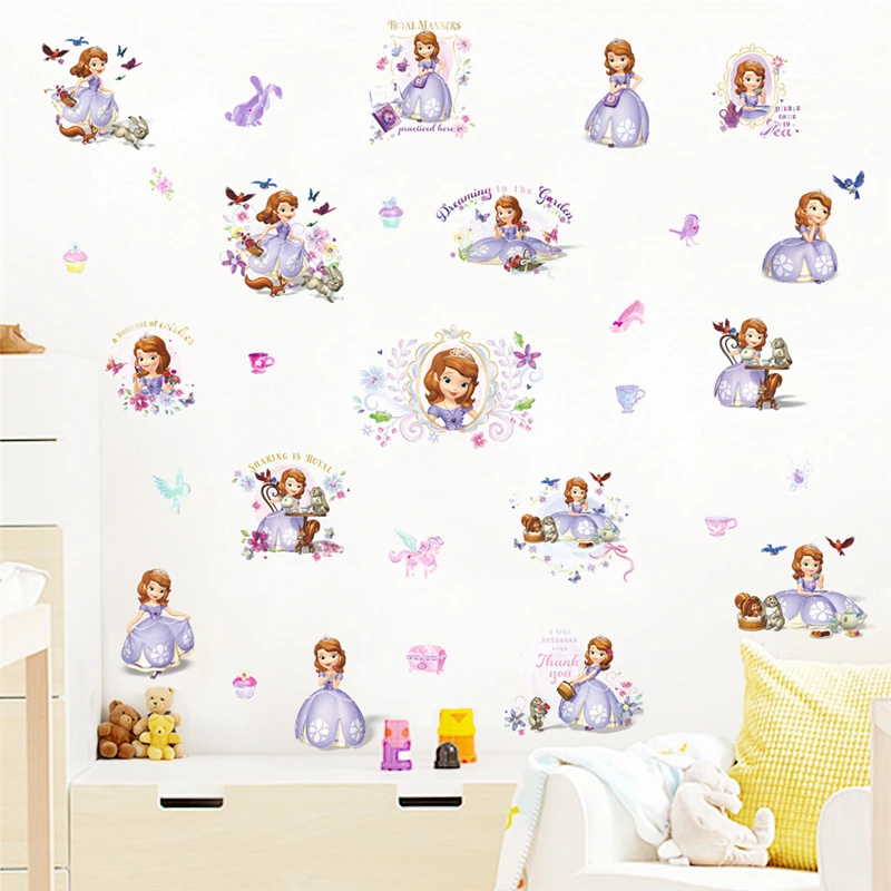 Cartoon Disney Sofia Princess Castle Wall Stickers Bedroom Nursery Home Decor Diy Anime Wall Decals Pvc Wallpaper Diy Mural Art