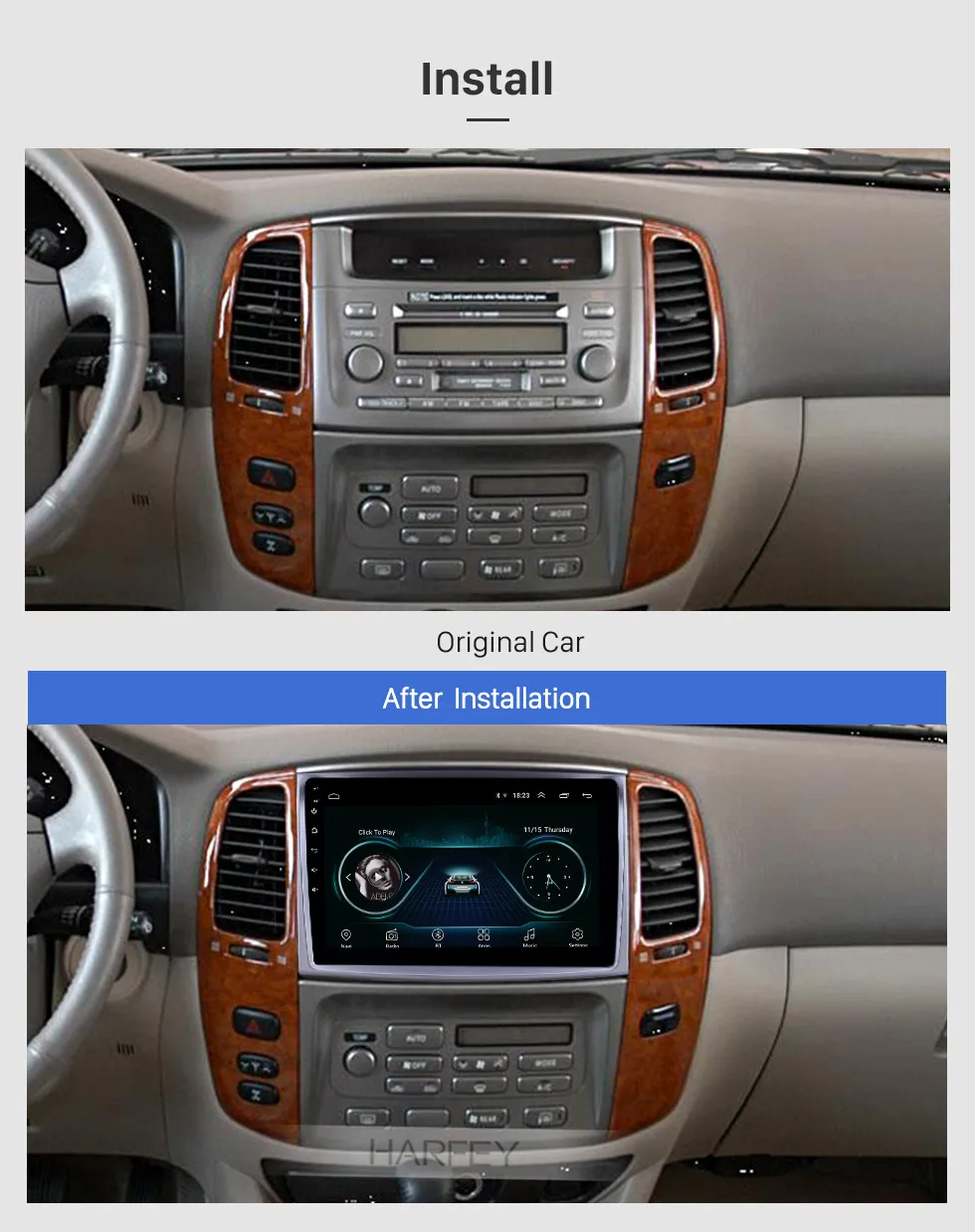 Cheap Harfey Car 2Din GPS Android 8.1 Stereo 10.1" for Toyota Cruiser 2006 support Carplay TPMS with HD Touchscreen WIFI Bluetooth USB 1