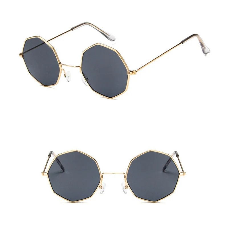 Модные солнцезащитные очки женские многоугольные прозрачные солнцезащитные очки Мужские Винтажные Солнцезащитные очки с шестигранной металлической оправой водительские очки