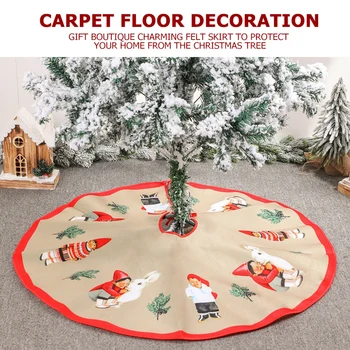 

90cm Christmas Tree Skirt Creative Chic Tree Base Floor Mat Festival Decor New Year Ornaments Holiday Props
