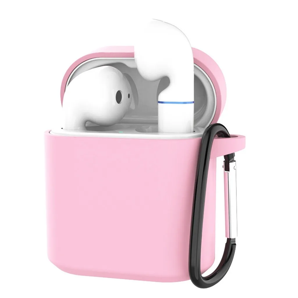 Мягкий силиконовый защитный чехол от потери с крючком для AirPods защита пыли