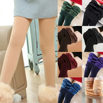 

Women's Winter Plus Velvet Lined Leggings Winter High Waist Stretch Warm Pants Plus Velvet Stepping Pants Slim Multicolor Warm