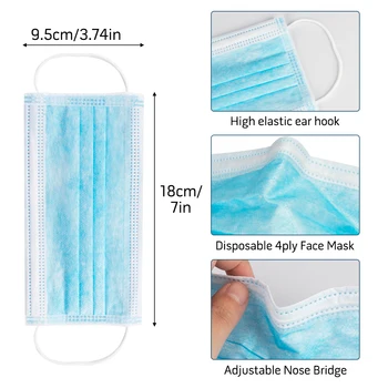 

30PCS Disposable Masks Face Mask with 4 Layers Mouth Face Mask with Elastic Ear Loop