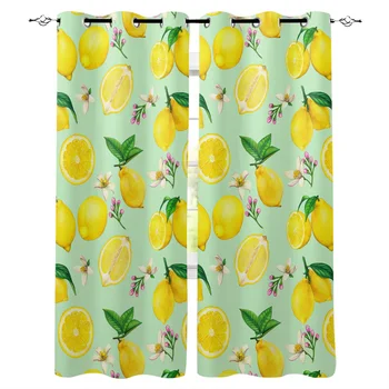 

Summer Lemon Flower Curtains for Windows Drapes Blinds Modern Custom Printing Curtain For Living Room Bedroom Home Decor