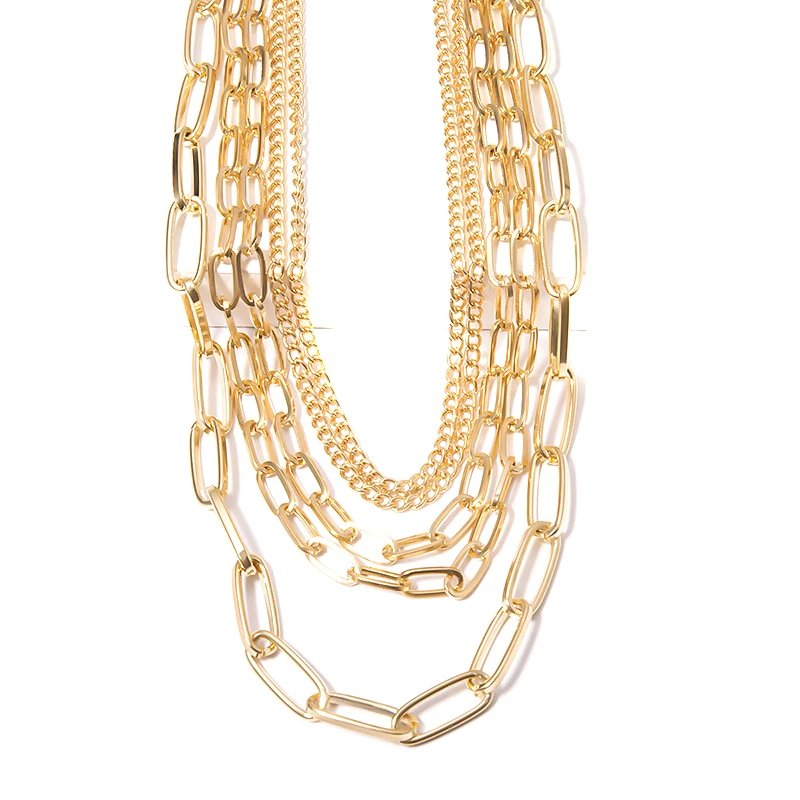 Gothic Multi Layer Baroque Pearl Chunky Chain Necklace Collares Punk Gold Heart Pendant Choker Necklace Festival Couple Jewelry
